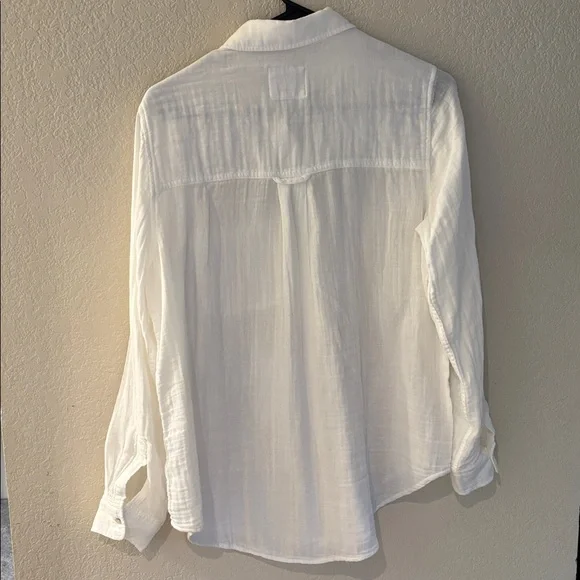 Rails Ellis gauze white organic cotton Button-Up Shirt S - Picture 7 of 9